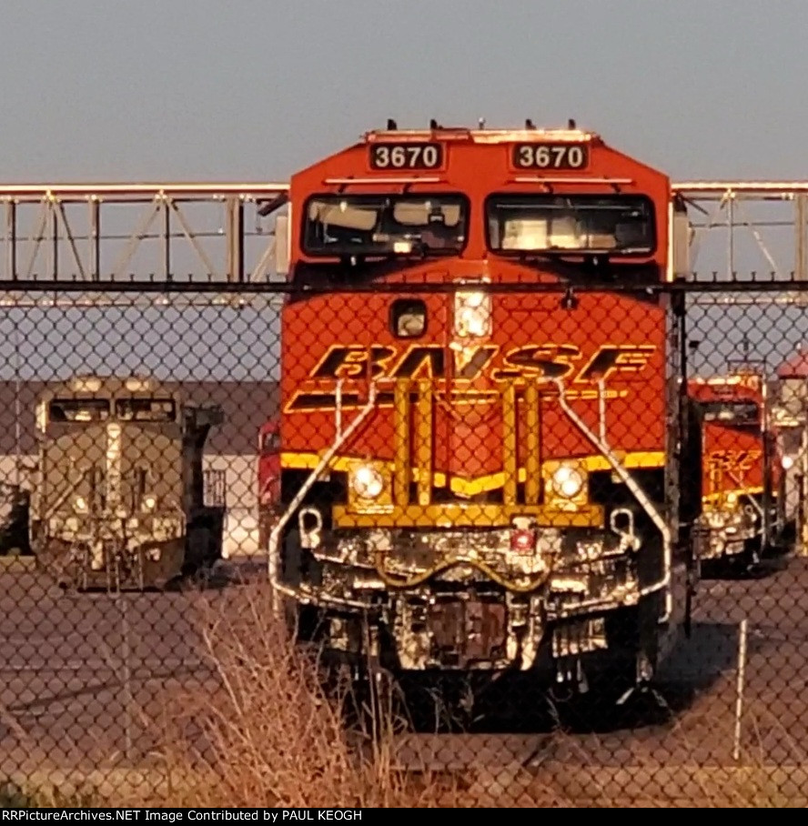 BNSF 3670 Glistens As The Texas Sun at Sunset Reflects Off Her Very, Very, Very Brand New BNSF Swoosh Logo Paint Scheme!!!